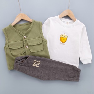 Ropa al por Mayor de China, Conjunto de Tres Piezas, Otoño-Primavera, Chaleco Informal para Bebés, Body - Product Image 3