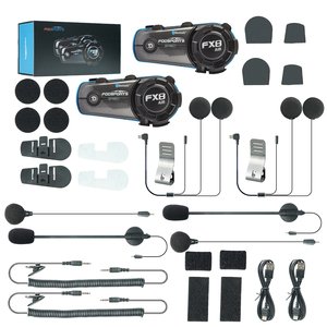 2 peças Fodsports FX8 AIR Bluetooth Capacete 4-6Way 1000 Metros Grupo <span class=keywords><strong>Intercom</strong></span> Versão <span class=keywords><strong>5.0</strong></span> Music Share Com Fone de Ouvido Comum - Product Image 6