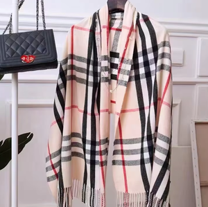 Sciarpa Pashmina di Lusso Stampata per Uomo e <span class=keywords><strong>Donna</strong></span>, Morbida Sciarpa in Cashmere con Motivo a Quadri e Nappine per l'Autunno - Product Image 3