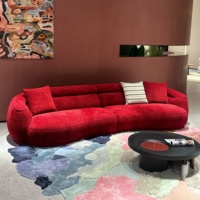 Vente directe d'usine, canapé rouge courbé de style crème français, design rétro, canapé modulaire combinable, personnalisable