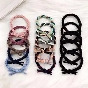 Jiamu Hot Selling Combo Twist Braid Hair Ties High Elastic Hair Ring For Women Girls Knotted Hair Rope Wholesale
