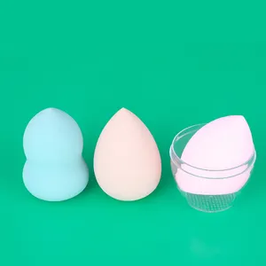 Stokta özel Logo Blender lateks ücretsiz güzellik kozmetik toz puf pembe makyaj uygulama sünger ile kılıf