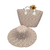 Ensemble sac fourre-tout et chapeau de paille tressé personnalisé HKZB, grande capacité, formel, quotidien, décontracté, réglable, pour extérieur et plage