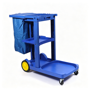Carrito de Limpieza Multiusos para Conserjería, Carro de Limpieza Comercial con Soporte para Bolsas de Basura, Cubos Desmontables y Estante de Almacenamiento - Product Image 1