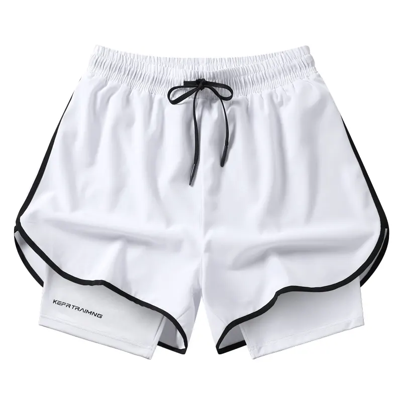 Atletische Sporten 2 In 1 Trainingsshorts Heren Shorts Elastische Taille Basketbal Training Strakke Ademende Hardloop Fitness Shorts