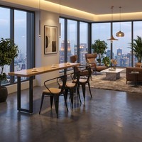 Ensemble de restaurant moderne de style industriel pour café et centre commercial, chaises et table en bois massif durables