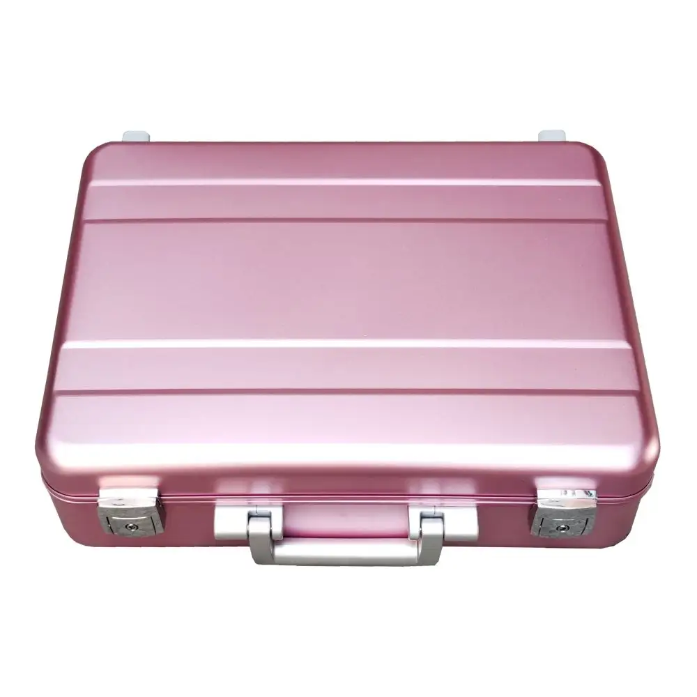 핑크 맞춤형 하드 알루미늄 서류 가방 브리프 케이스 DIY 알루미늄 서류 가방 보관 도구 상자 폼 인서트가있는 하드 케이스