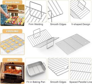3 in 1 Non-toxic Heavy Duty Roasting <strong>Pan</strong> Stainless Steel <strong>Turkey</strong> <strong>Roaster</strong> with Rack Deep Broiling <strong>Pan</strong> &amp; V-shaped Rack &amp; Flat Rack - Product Image 5