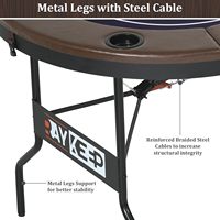 Table de poker ovale classique portable pour 8 joueurs avec design pliable, pieds en métal, porte-gobelets pour le divertissement à domicile