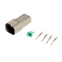Conector Deutsch DT de 4 Pines, Tamaño 16, Contactos Sólidos, Conector de Cable Eléctrico Impermeable con Tapón de Sellado para Camiones y Embarcaciones, Color Gris