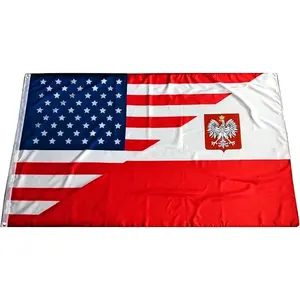 Poolse Amerikaanse Vlag 3X5 Voet Poland Vlag, Amerikaans-Poolse Vriendschapsvlag, Poolse Adelaar