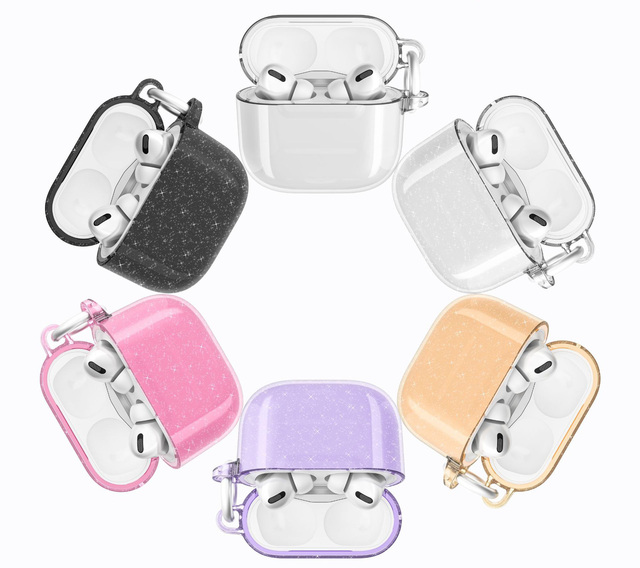 For airpods Pro2 Pro airpods 2 3 4 Glitter Transparent Clear Earphone Carry Case Earphone Charging Case Gen2 Gen3 Case