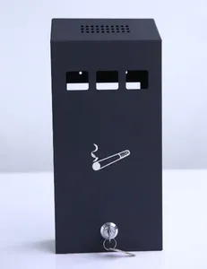 Hete Aanbiedingen: Bekende, hoogwaardige, aan de muur te bevestigen, ijzeren, rookloze, gepoedercoate prullenbak/askbak voor thuis en restaurantgebruik. - Product Image 4