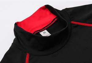 Otoño Invierno hombres cuello alto Fitness deportes correr sudadera elástica secado rápido manga larga Camiseta patrón sólido - Product Image 3