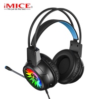 Headset Gaming IMICE untuk PUBG PS4 dan PC; Stereo Berkabel Over-Ear dengan Pencahayaan RGB Khusus dan Peredam Kebisingan Aktif