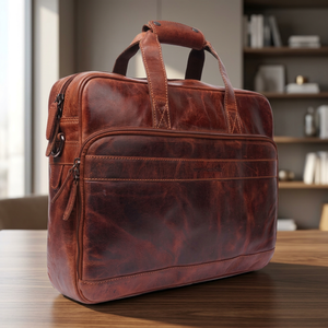 Sac à ordinateur portable pour homme en cuir véritable avec logo personnalisé, écologique, bandoulière, durable, léger, grande capacité - Product Image 1