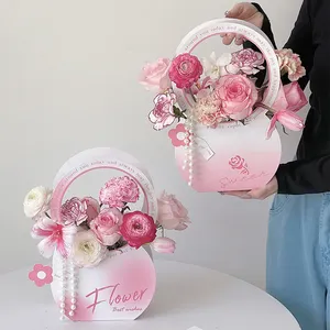 Scatola di imballaggio per bouquet regalo rotonda in carta conservata fatta a mano personalizzata con scatole di rose composizioni floreali