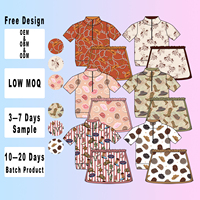Conjuntos de Ropa para Niñas a Precio de Fábrica, Top Polo de Manga Corta con Cierre y Falda con Estampado de Vaquero, Ropa Deportiva Infantil
