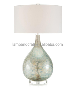Modern USA and UK Design Shinny Grey Glass Table Lamp with Crystal Base - Product Image 2