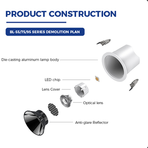 Ecolux Moderne Led 18w 3000k Plafonnier 220v Aluminium Intérieur Carré Rond Encastré COB Downlight pour Maison Hôtel - Product Image 2