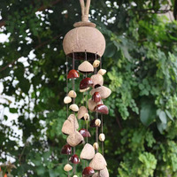 Mixed Natural Seed Shell Wind Chime Large Hanging Nut Shell Rattle Hand Shaker for Sound Bath Folk Music Natural Craft Decor