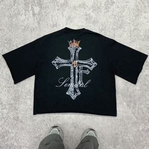 เสื้อยืดฮิปฮอปทรงหลวม คอกลม แขนสั้น ทรงบ็อกซี่ พิมพ์ลายกราฟิกตามสั่ง ผ้าฝ้าย 100% เสื้อยืดโอเวอร์ไซส์สำหรับผู้ชาย - Product Image 2