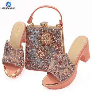 Belles dames nigérianes mariée chaussures à talons hauts et sacs 10 <span class=keywords><strong>cm</strong></span> sac en cristal intalien avec chaussures assorties pour la fête de mariage - Product Image 6