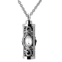 Collier personnalisé en forme de cylindre pour cendres d'animaux de compagnie, en acier inoxydable 316L, motif zodiacal, pendentif commémoratif poli miroir