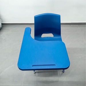 Chaise de bureau pour étudiant avec panier en filet, dessus en plastique bleu, structure métallique, mobilier scolaire durable, design moderne, 835x49x80mm - Product Image 2