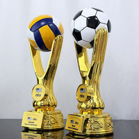 Trophées personnalisés en résine pour football et volley-ball, sculpture en résine, plaque de récompense, trophée de football