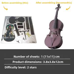 Modèle de contrebasse en métal, tout en acier inoxydable, à assembler soi-même, sans colle, <span class=keywords><strong>puzzle</strong></span> métallique tridimensionnel, 50 pièces, pour tous les âges - Product Image 4