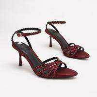 Sandales à talons aiguilles pour femmes avec chaîne en strass, à bride cheville, pour soirées et événements, multicolores, chaussures décontractées et élégantes