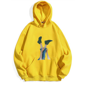 Pull décontracté surdimensionné à manches longues pour homme avec cordon de serrage, imprimé en sérigraphie, en tissu polaire respirant polyester/coton pour l'automne - Product Image 3