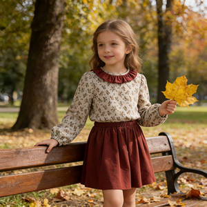 DC Conjuntos Ropa Niñas Mayoreo Toddler Outfit 2 Piezas Flanela Blusa Falda Set 2-7A Moda Casual Colegio Diario - Product Image 1