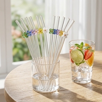 Pailles à boire réutilisables en verre borosilicate de haute qualité, pailles en verre de 8 mm, ensemble de pailles à boire en verre avec logo personnalisé