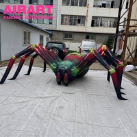 Araignée géante gonflable colorée suspendue, accessoire d'araignée effrayante à dégradé de couleurs pour la décoration de plafond et de toile de fond de maison hantée