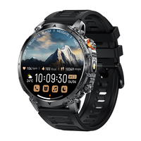Montre connectée pour homme TKYUAN, écran LED de 1,7 pouce, lampe torche, appels Bluetooth, boussole pour les sports de plein air, surveillance de la santé, batterie de 1400 mAh, montre connectée