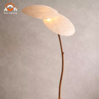 Lampe décorative en feuille de lotus, bois et tissu, style Wabi Sabi naturel, pour B&B, salon, salle de thé