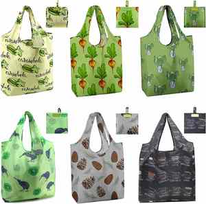Bolsa de Compras RPET con Diseño de Plantas, Bolsa de Mano Plegable Ecológica con Diseño Personalizado, para Uso Diario y Actividades al Aire Libre - Product Image 1