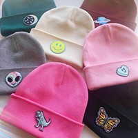 Bonnet d'hiver thermique épais avec logo brodé personnalisé, vente en gros, unisexe, uni, couleur unie, 100% acrylique, bonnet tricoté chaud