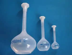 Matraz plástico para medir, matraz volumétrico para laboratorio, 25, 50, 100, 250, 500, 1000ml