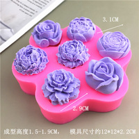 Bricolage chaud 7 pièces Rose pivoine fleur Silicone moules pour la cuisson bougie gâteau décoration fournitures saint valentin fête des mères Silicone modèle