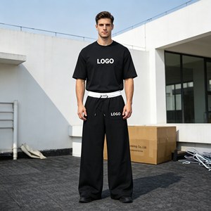 Pantalon de survêtement ample et droit en coton 350 g/m² avec cordon de serrage pour homme - Product Image 2
