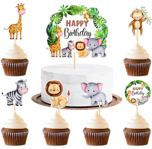 Safari Animal Cupcakes Toppers Anniversaire Gâteaux Décor pour Enfants Sauvage <span class=keywords><strong>Jungle</strong></span> Animal Thème Anniversaire Baby Shower Événement Fête Fournitures - Product Image 2
