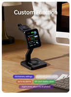 Station de charge magnétique sans fil tout-en-un TC16 avec écran intelligent, horloge, météo, pour téléphone, montre et écouteurs – Idéale pour le bureau et les voyages