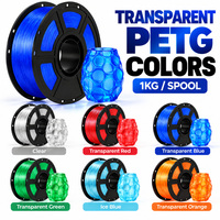 Filamen Printer 3D PETG Biru Transparan Kristal 1KG untuk Pencetakan FDM OEM Label Pribadi Grosir Produsen Pemasok