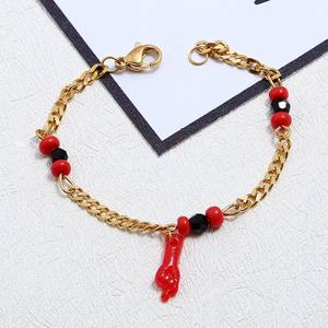 Pulsera de Aleación con Dije de Mano Azabache Chapada en Oro de 18K, Joyería de Buena Suerte para Niños - Product Image 6