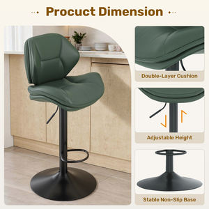 Modernos Taburetes de Bar Ajustables y Resistentes para Exteriores, Ergonómicos, de Cuero PU, con Estructura de Acero Inoxidable y Cojín de Doble Capa - Product Image 3