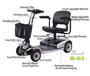 SEEDREAM portable electric scooter quad atv pihsiang 2 seat mobility scooter for disabled