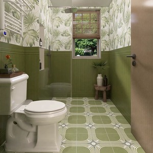 Carreaux en porcelaine à motifs floraux en vert <span class=keywords><strong>et</strong></span> <span class=keywords><strong>blanc</strong></span>, style vintage, idéaux pour la décoration <span class=keywords><strong>de</strong></span> la <span class=keywords><strong>salle</strong></span> <span class=keywords><strong>de</strong></span> <span class=keywords><strong>bain</strong></span> <span class=keywords><strong>et</strong></span> <span class=keywords><strong>de</strong></span> la cuisine - Product Image 2